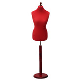 Display Geek Female Dressmakers Dummy Red Torso with Redwood Round Base Stand